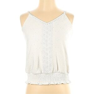 White House Black Market Elegant White Eyelet Lace Trim Womens Size Small Top
